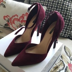 Burgundy ankle strap heels